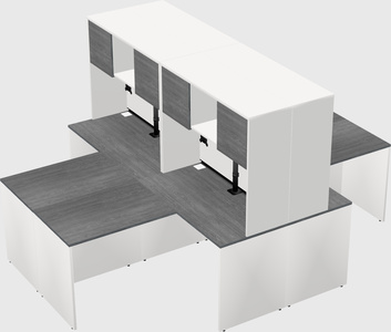 Quad l-shaped office desks