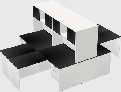 Quad l-shaped office desks