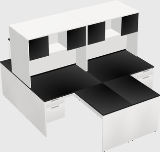 Quad l-shaped office desks