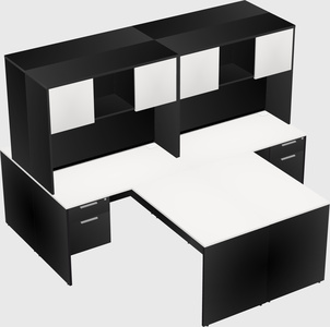 Quad l-shaped office desks