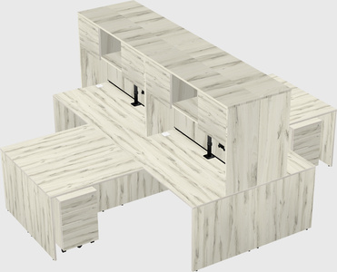 Quad l-shaped office desks