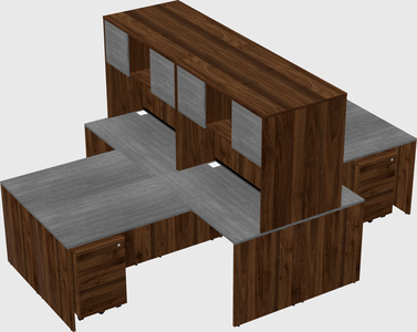 Quad l-shaped office desks