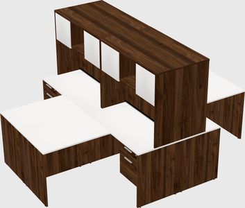Quad l-shaped office desks