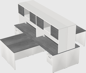 Quad l-shaped office desks