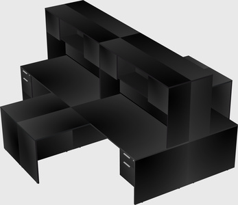 Quad l-shaped office desks