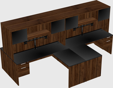 Quad l-shaped office desks