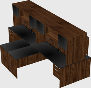 Quad l-shaped office desks