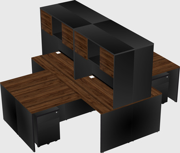 Quad l-shaped office desks