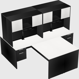 Quad l-shaped office desks