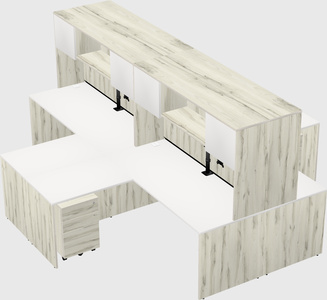 Quad l-shaped office desks