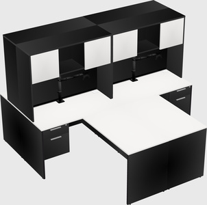 Quad l-shaped office desks