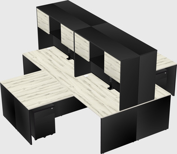 Quad l-shaped office desks