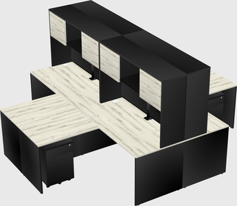 Quad l-shaped office desks
