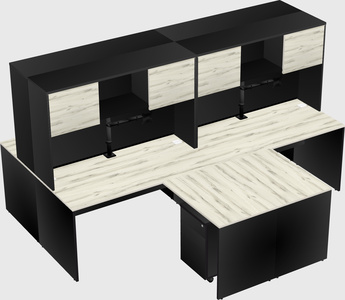 Quad l-shaped office desks