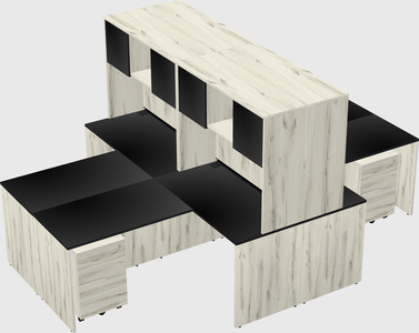 Quad l-shaped office desks