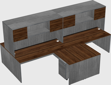 Quad l-shaped office desks