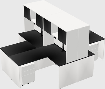 Quad l-shaped office desks