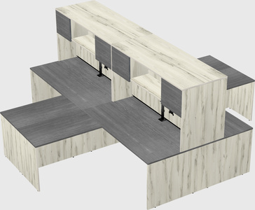 Quad l-shaped office desks