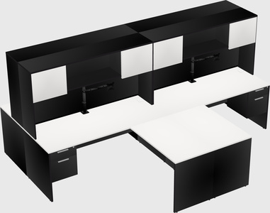 Quad l-shaped office desks