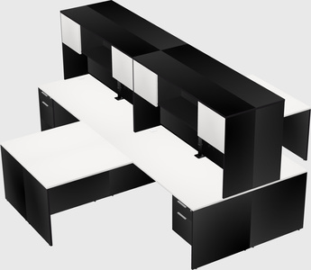 Quad l-shaped office desks