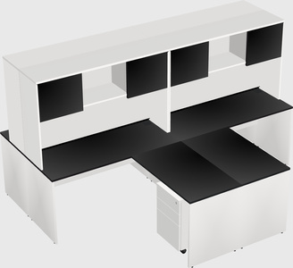 Quad l-shaped office desks