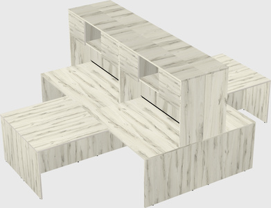 Quad l-shaped office desks