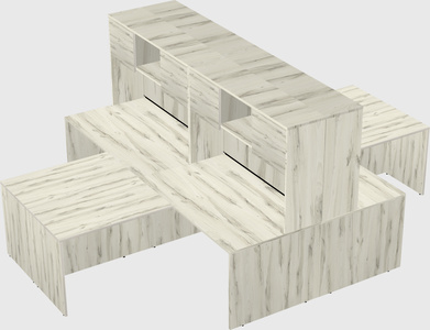 Quad l-shaped office desks