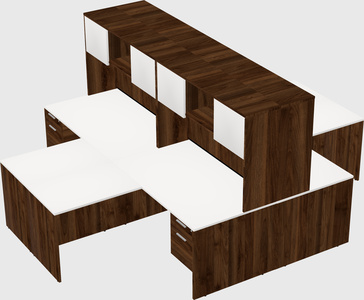 Quad l-shaped office desks