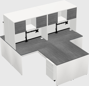 Quad l-shaped office desks