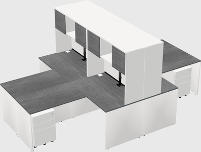 Quad l-shaped office desks