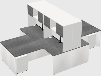 Quad l-shaped office desks