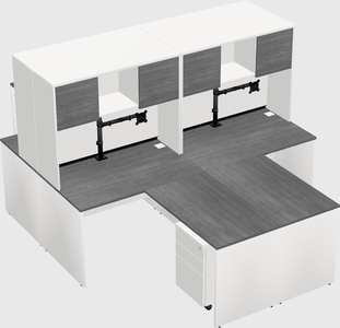 Quad l-shaped office desks