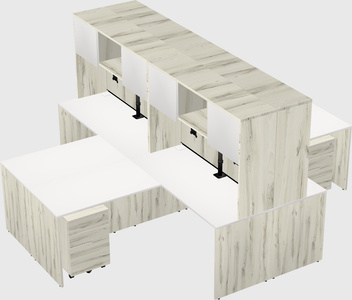 Quad l-shaped office desks