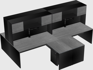 Quad l-shaped office desks