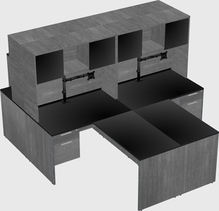 Quad l-shaped office desks