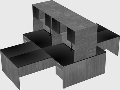 Quad l-shaped office desks