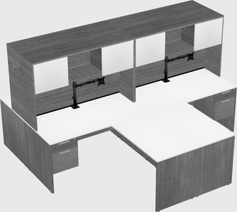 Quad l-shaped office desks