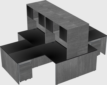 Quad l-shaped office desks