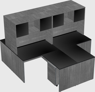 Quad l-shaped office desks