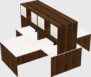 Quad l-shaped office desks