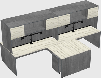 Quad l-shaped office desks