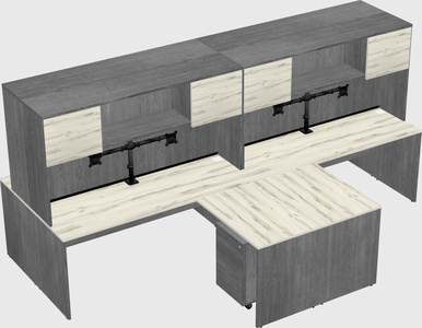 Quad l-shaped office desks