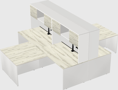 Quad l-shaped office desks