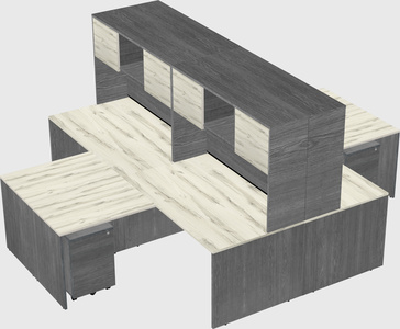 Quad l-shaped office desks