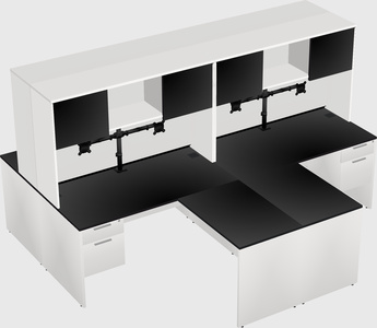Quad l-shaped office desks