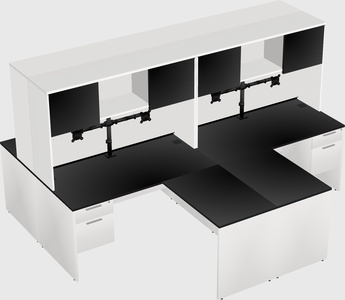Quad l-shaped office desks