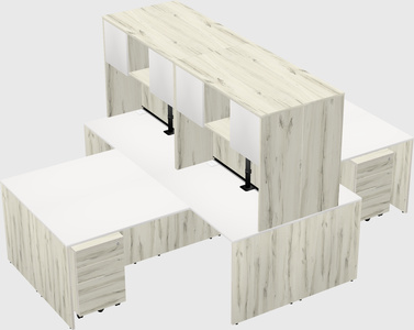 Quad l-shaped office desks