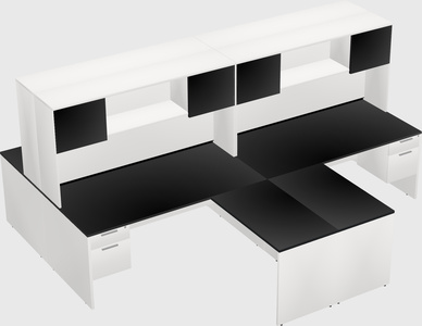 Quad l-shaped office desks