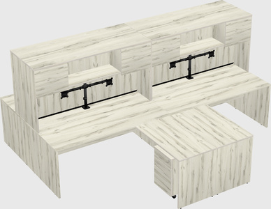 Quad l-shaped office desks