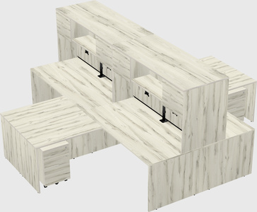 Quad l-shaped office desks